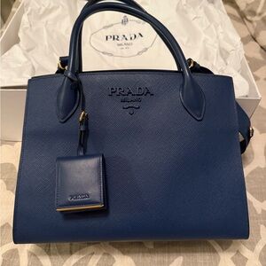 Prada Monochrome Saffiano with City Calf Medium Tote